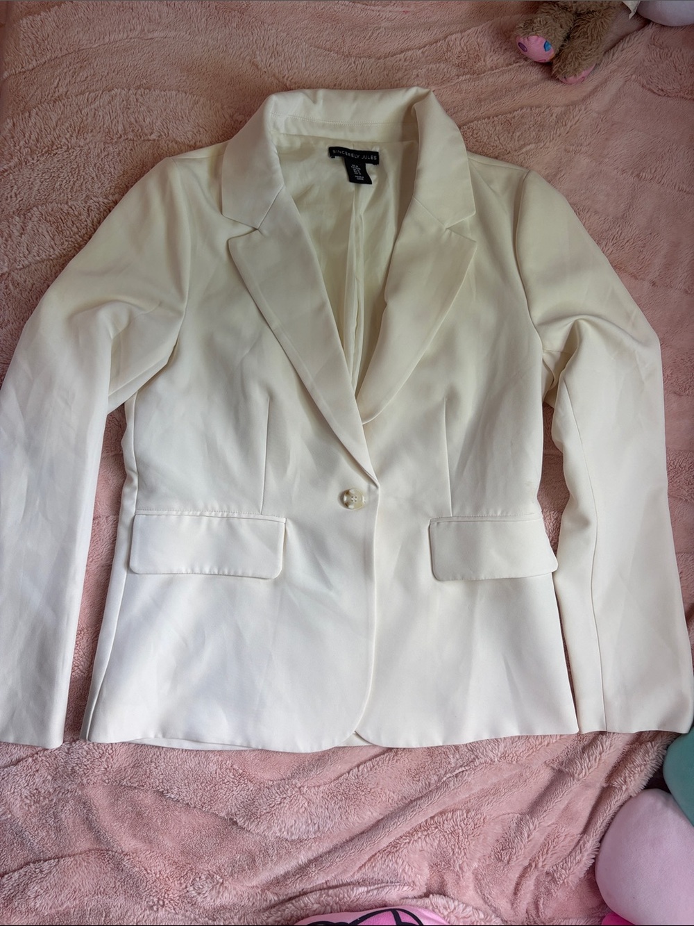 Brandy Melville Cream Single-Button Tailored Blazer